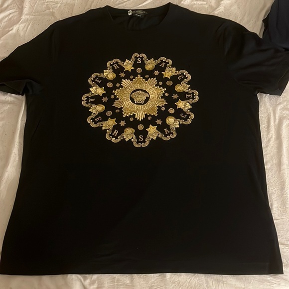Versace Shirts Black Gold Xl Embroidered Versace Tee Shirt Poshmark